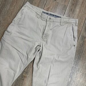 Duluth Trading Co Flex Ballroom Khakis Mens 34x30 Straight Fit Cargo Pants Tan